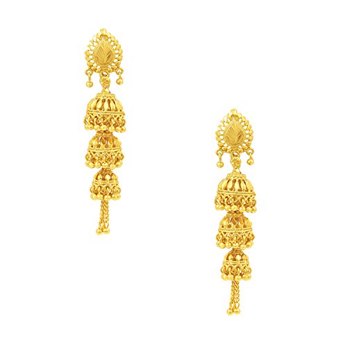 Bodha 3 Layered Traditional GoldDesigner Jhumka Earrings (SJ_753)