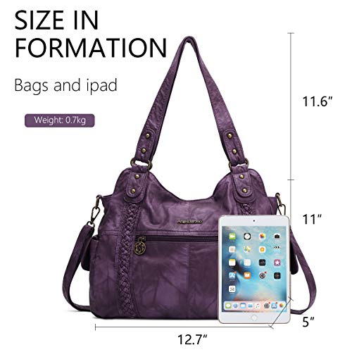 Angel Barcelo Hobo Fashion Handbags Women Spacious Shoulder Bags Washed Leather Shoulder Bag