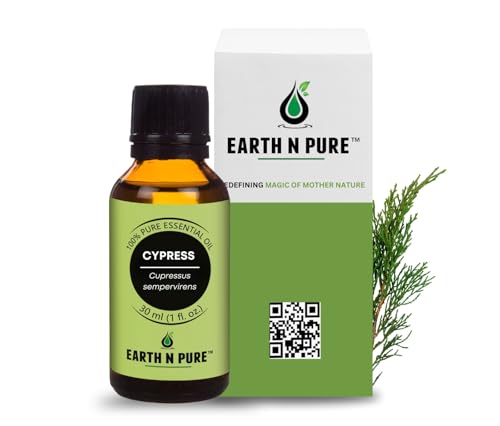 Image of Earth N Pure Cypress Essential Oil | 100% Pure & Natural | Steam Distilled | For Aromatherapy, Massage, Skincare & Home Fragrance | 30ml