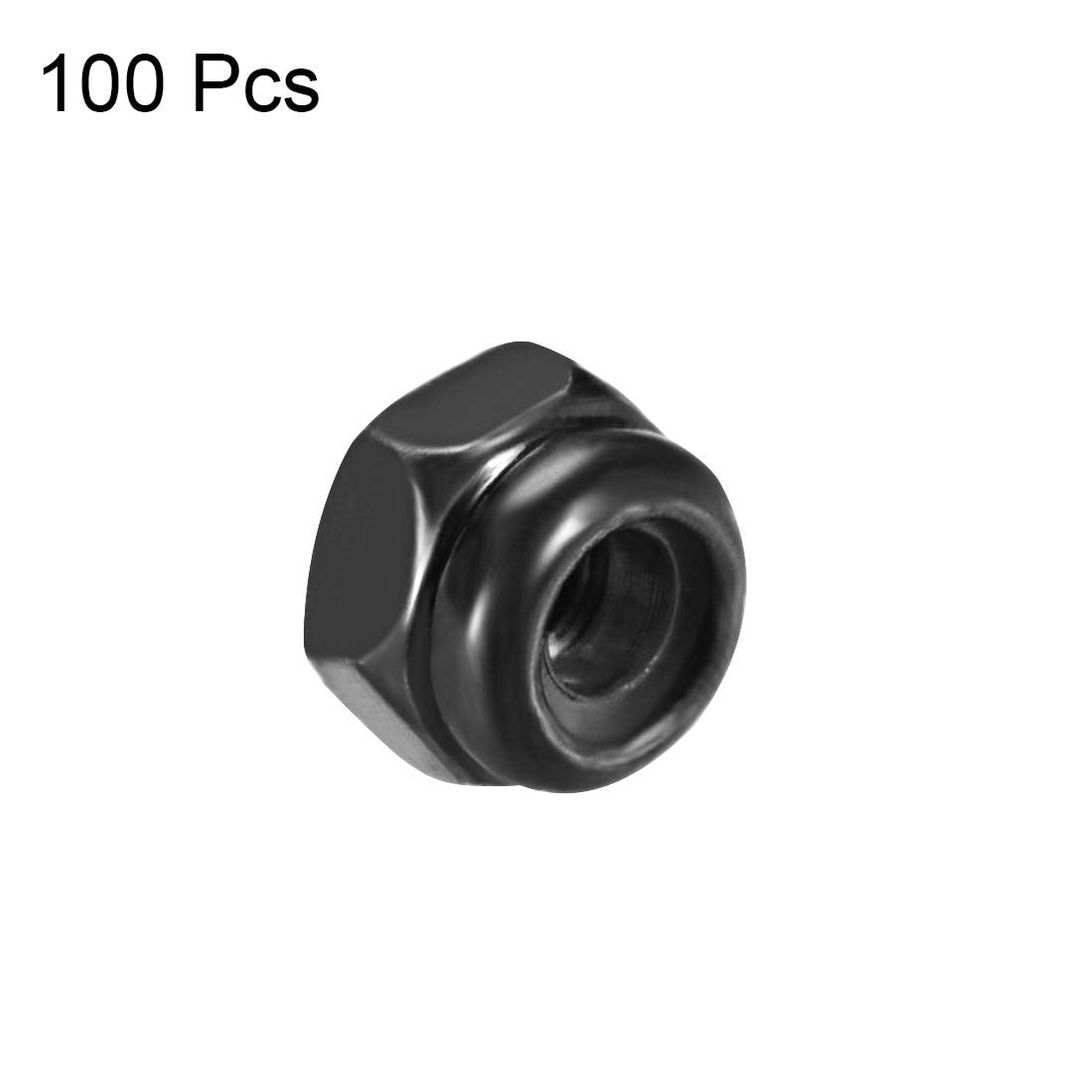 TA-VIGOR 100Pcs M2.5 x 0.45mm Nylon Hex Lock Nuts, Black Carbon Steel Nylon Insert Self-locking Nuts - Image 3
