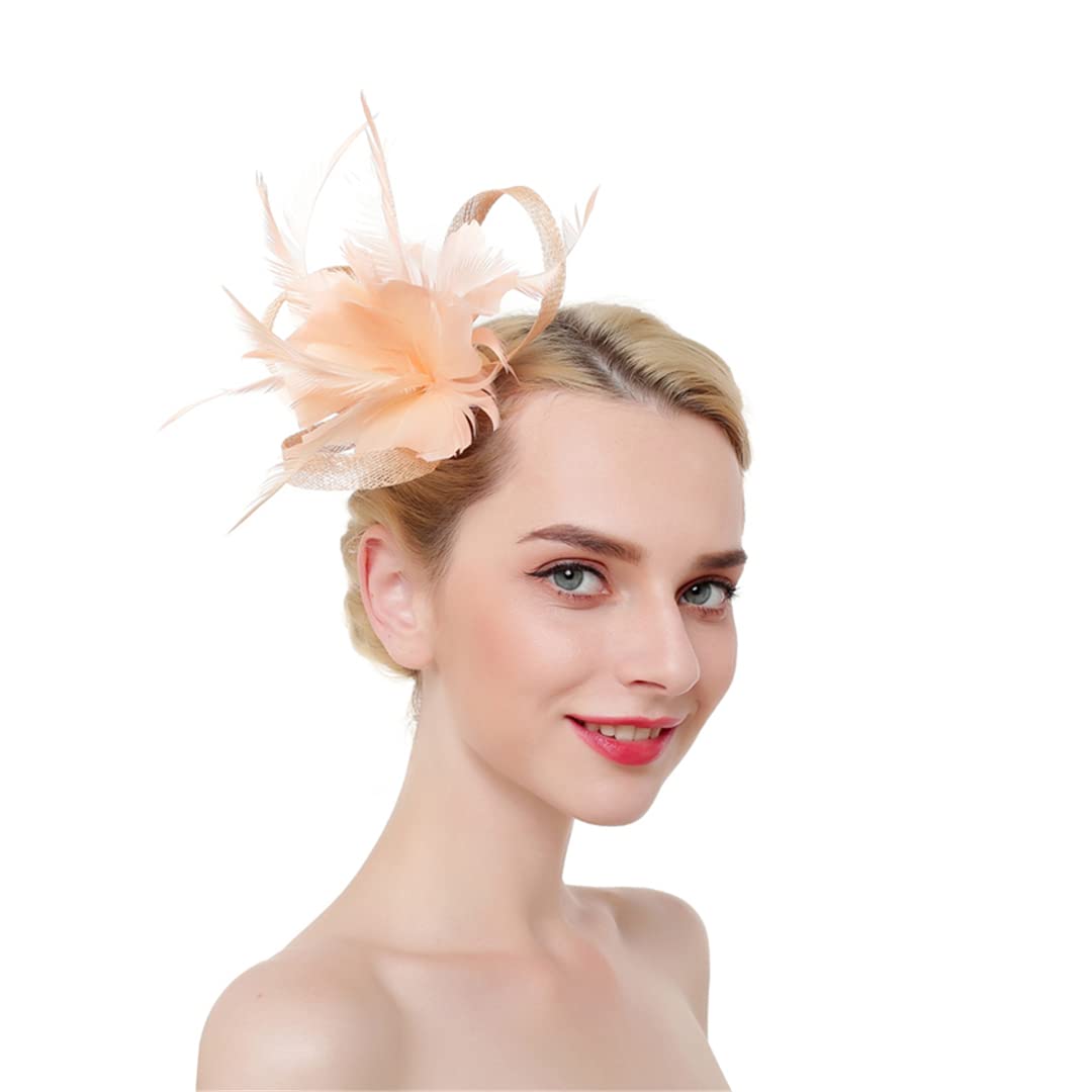 YTBHSHXZ， Fermagli for capelli da donna con piume, for feste e matrimoni, con fermagli for capelli a forma di fiore.