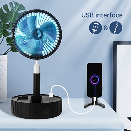 Portable Telescopic Foldable Desk Fan ,10000Mah Foldable Pedestal Floor Fan With Remote Control,4 Speed Remote Control Electric Collapsible Standing Fan,Usb Charging,For Office Home Outdoor Camping #TOP3