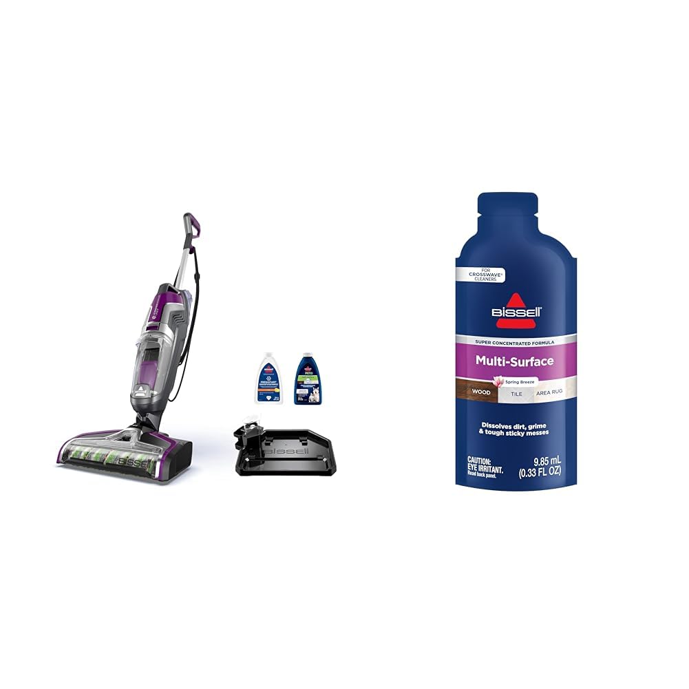Bundle of BISSELL Crosswave Pet Pro All in One Wet Dry Vacuum Cleaner and Mop for Hard Floors and Area Rugs, Purple, 2306A + Bissell Multi Surface Super Concentrate, 14 0.33 Oz packets included, 4144