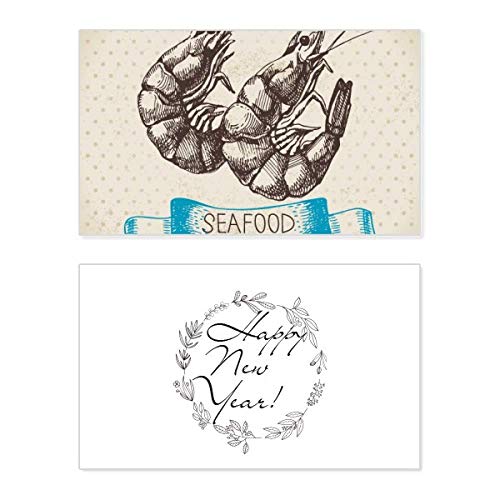 Organisme marin carte de Nouvel An crevettes et fruits de mer commémorative avec enveloppe