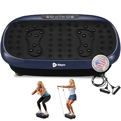 Lifepro HexaPlate Lite Vibration Plate Exercise Machine — Magnetic Acupoints, 99 Speeds & 10 Presets Vibration Platform Machine with Resistance Bands — Vibrating Plate for Lymphatic Drainage & Toning