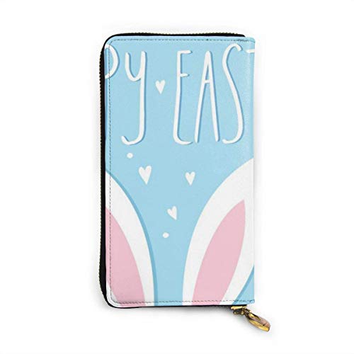 Preisvergleich Produktbild JHGFG Osterhasenohren Vektor-Illustration Echtes Leder Geldbörse Lange Damen Geldbörse Handtasche Multi Kartenhalter Organizer Für Frauen Angepasst