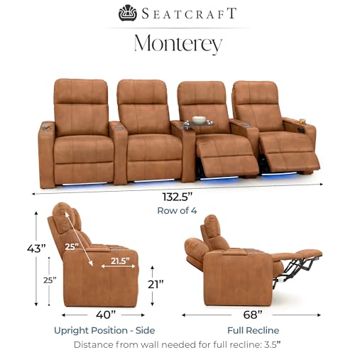 Image of Seatcraft Monterey Home Theater Seating Tawny Row of 4