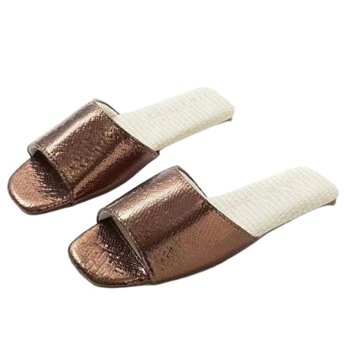 Women's Glossy Pu Leather One Word Spring Summer Soft Sole