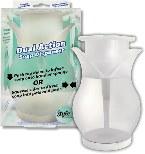Dual Action Soap Dispenser Refillable Dish Washing Liquid Dispenser Soap Daddy Clear and BPA Free Plastic Dual Action Pump and Squeeze 13.25 fl. oz. 1 Count