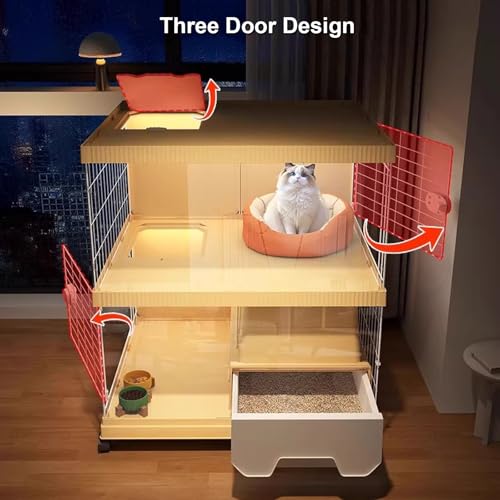 Cage pour chat spacieuse résolvant le manque d'espace et de propreté - 4