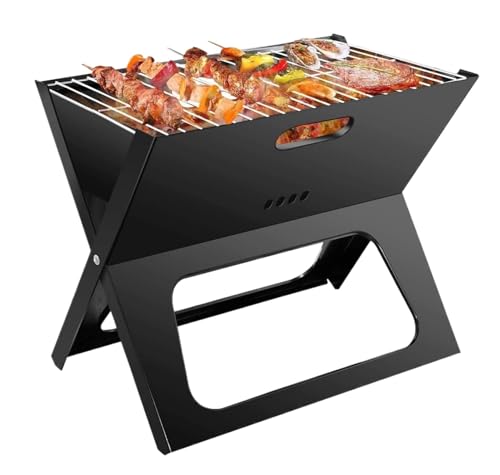 PNAJFUEL Parrilla para Barbacoa Plegable, Parrilla Portátil con Carbón, Herramientas para Barbacoa, Parrilla Ultraligera Y Plegable/Black/45X30Cm