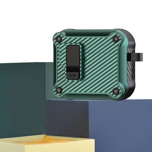 Coque AirPods Pro vert antichoc et étui rigide avec verrouillage de sécurité