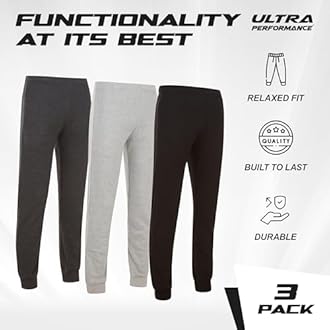 Ultra Performance 3 Pack Mens Lightweight Joggers for Men Casual Lounge Jogger Sweatpants with Pockets (SM - 4X)