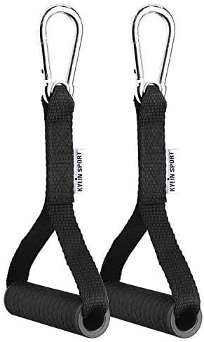 KYLIN SPORT Upgraded Cable Machine Attachments Resistance Bands Handles Grips Fitness Strap Stirrup Handle Cable Attachment Silicon Grip with Metal Carabiner Colorful Version