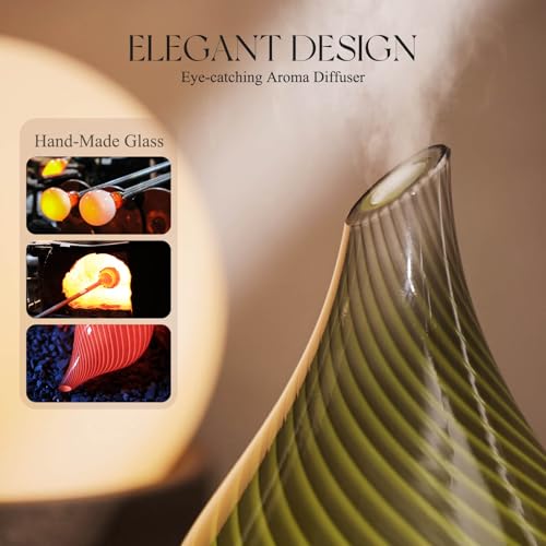 Porseme 150ml Essential Oil Diffuser Glass Color Changing Aroma Air Diffusers Aromatherapy Ultrasonic Cool Mist Humidifier 6 Running Hours Waterless Auto-Off for Sleeping Yoga Office Spa (Pure Grey) — view 5
