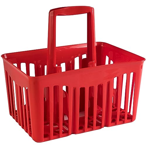 Porte-bouteilles en plastique rouge avec poignée de transport pour 6 bouteilles de 1 l – Panier de transport pour bouteilles d'eau – Support en plastique...