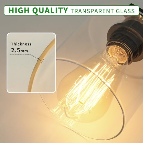 Image of Bathroom Vanity Light Fixtures 4-Light Black Wall Sconce, Brushed Nickel Mirror Light with Clear Glass Shade, Easy Install Bedroom Hallway Lighting, E26 Base