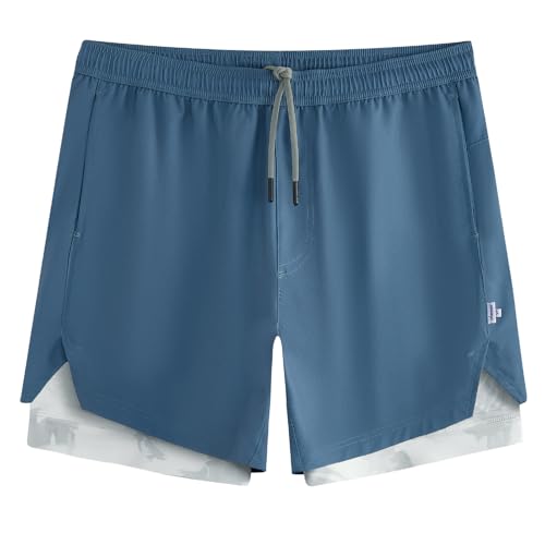 Image of maamgic Mens Workout Shorts 2 in 1 Stretch 5 inch / 7 inch Gym Shorts Running Shorts with Compression Liner Zip Pocket