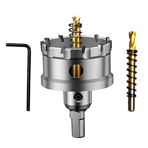 ASNOMY Tungsten Carbide Tipped Hole Saw Drill Bit for Hard Metal, 2 Inch T.C.T Hole Saw Cutter with 2pcs Titanium-Plated Pilot Drill bit for Metal, Steel, Iron, Wood, Plastic