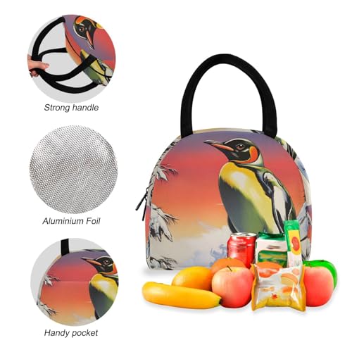 Backpack Lunch Box Set Large Capacity Travel Backpacks and Insulated Lunch Bag for Commute Hiking Picnic Snow Penguin Print4