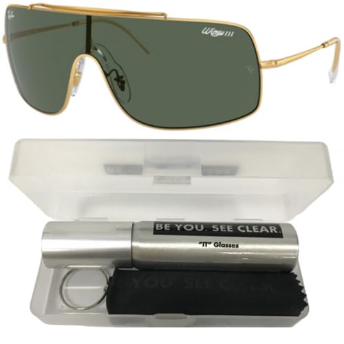 Ray-Ban RB3897 Sunglasses Bundle: RB 3897 WINGS III 001/71 Arista/Dark Green Polyamide Standard and Eyewear Cleaning Kit2