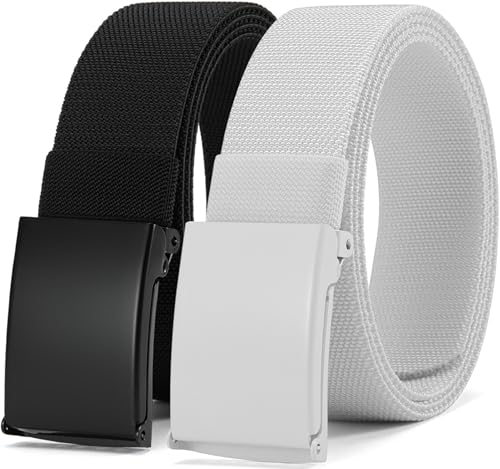 DOOPAI Canvas Web Belt with Stretch Flexibility, Elastic Belt Fit, Top Military Buckle - Adjustable, Cut to Fit - Main Image