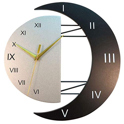 CHLDDHC Horloge Murale Soleil et Lune Horloge Salon Horloge Table silencieuse Horloge Murale à Quartz Anti-tic-tac décorative Horloge intérieure Style Horloge Murale Cover