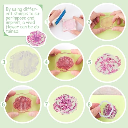 INFUNLY Anemone Clear Stamps and Dies Set Anemone Flowers Painting Stencils Layered Flowers Stamps and Cutting Dies Leaves Silicone Stamp Anemone Wall Stencils for DIY Craft Scrapbooking Home Decor