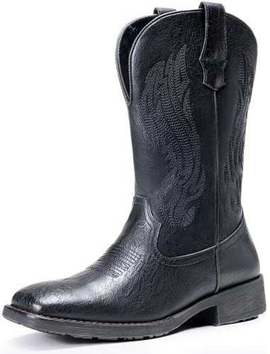 Image of Jousen Cowboy Boots for Men Embroidery Men's Western Boots Retro Square Toe Mens Boot Botas Vaqueras Para Hombre