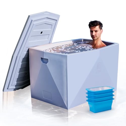 ICECON Professional Cold Plunge Tub - Heavy-Duty Rotomolded Ice Bath for Athletes, Includes 4 Ice...