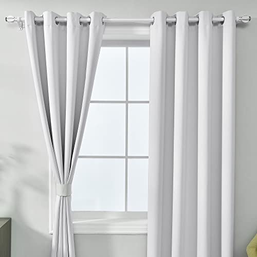 Image of IVAZA Living Room Bedroom Room Darkening Thermal Insulated Polyester Solid Blackout Curtain Noise Reducation Door Curtain 8 feet Set of 2(White)