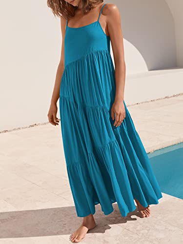 Image of ANRABESS Women Summer Casual Loose Sleeveless Sundress Spaghetti Strap Flowy Boho Linen Beach Vacation Maxi Long Dress