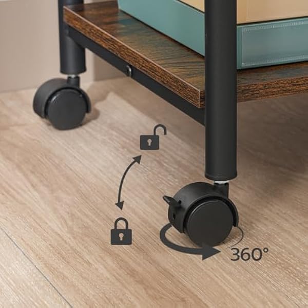 HOOBRO EBF02PS01G1 Настольная подставка для принтера двухярусная тележка для принтера с полкой для хранения подставка для принтера с фиксируемыми колесами металлический каркас индустриальный стиль для офиса и дома