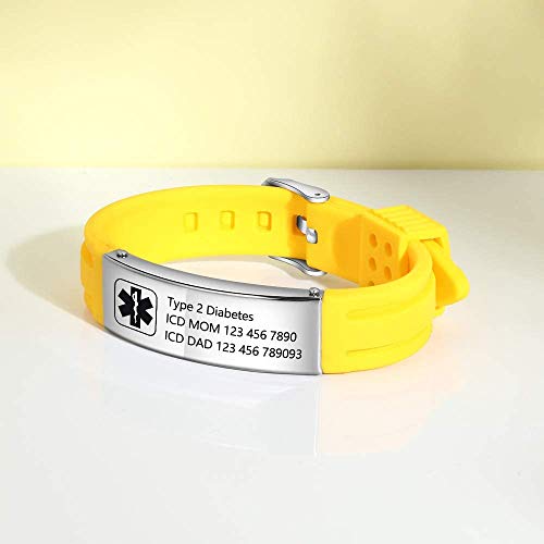 Damei Personalized Silicone Adjustable Medical Alert Bracelets Waterproof Sport Emergency Id Name Bracelets For Men Women thumb #3