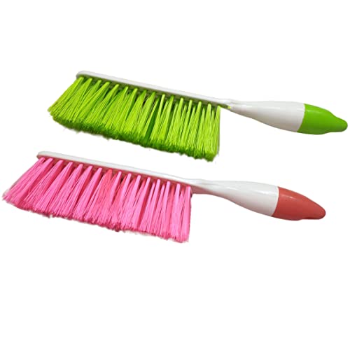 Soft Bristle Bed Sheets Sweeping Cleaning Brush with Long Hand, Counter Duster for Debris Hair Remover Desk Quilt Sofa Furniture, 2 Pack