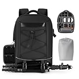 Camera Backpack, DSLR SLR Camera Bag for Photographers Compatible with Sony/Canon/Nikon/DJI Mavic Drone, Waterproof Rain Cover Photography Backpack, Tripod Holder Camera Case Fits 16 Inch Laptop