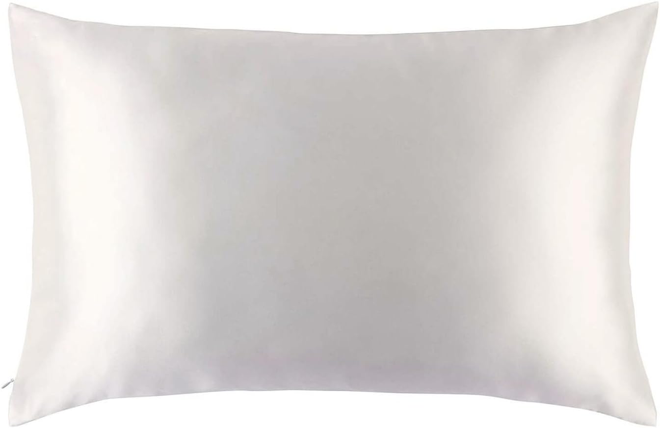 MYK 19 Momme Cooling Pure Mulberry Silk Pillowcase for Hair & Facial With Cotton Underside and Hidden Zipper, Ivory…
