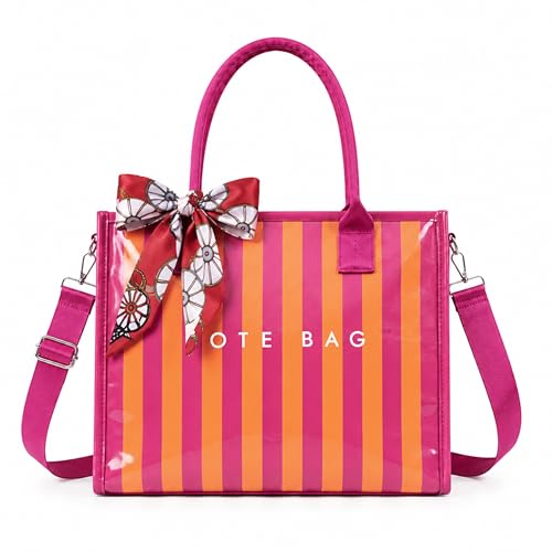 Image of GISMTR PVC Tote Bag for Women Large Letters Print Hobo Handbags Kraft Paper Shoulder Bag with Strap for Work Travel