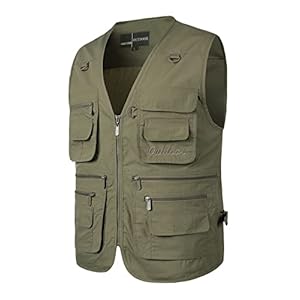 Yukirtiq Men’s Multi Pocket Fishing Vest Camping Gillette Travel Waistcoat Jacket Sleeveless Dog Training Vest Hiking Gilet Photography Top