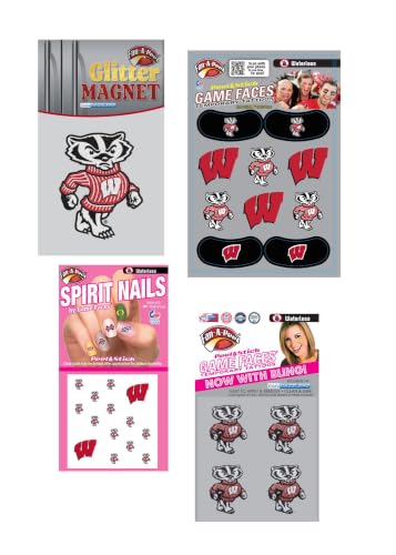 Wisconsin Temporary Tattoo and Fan Tailgate Bundle