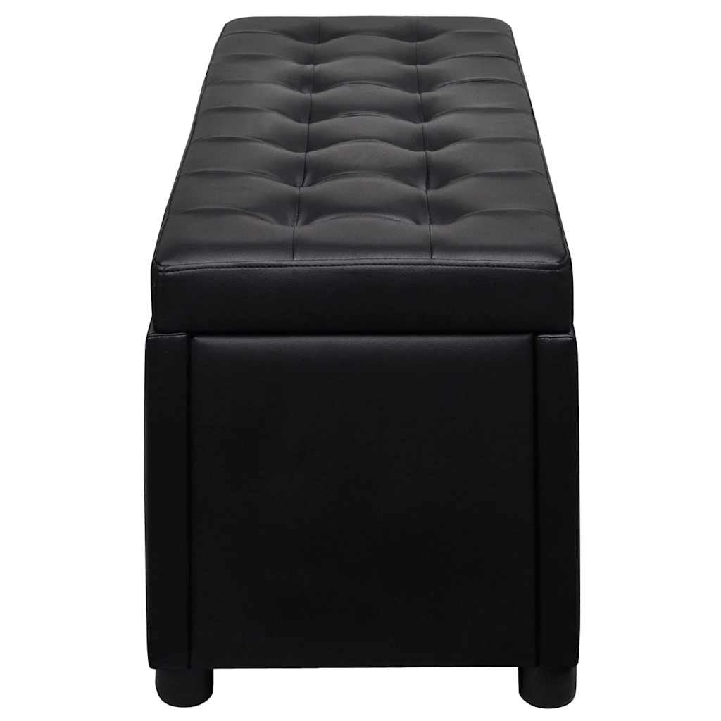 Baúl con espacio de almacenamiento, taburete acolchado con tapa, reposapiés multifuncional de piel sintética para banco o mesa de café, 87,5 x 36 x 41 cm, color negro