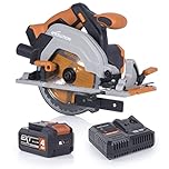 Evolution Power Tools R165CCS-Li Circular Saw Cordless 18v Lithium Ion EXT Includes 165mm Multi-Material Blade, Cuts Wood, Metal, Plastic, Bevel Tilt for Angled Cuts - Battery & Charger Included