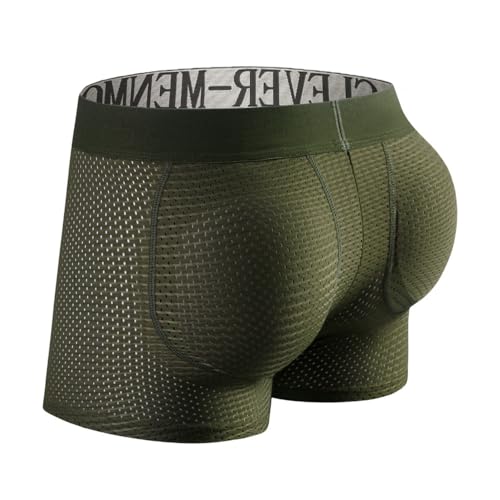 Men's Butt Padded Boxer Briefs, Breathable Mesh Underwear, Butt Enhancer Underpants with Hip Pad