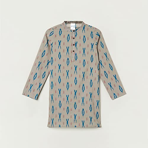 Image of Max Nylon Boy Printed Band Collar Kurta & Pant