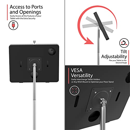 Image of Compact Floor Stand - CTA Floor Stand w /Security Enclosure for iPad 11 (A16) - Pro 11-inch M4 - Air 11-inch M3- iPad 10th Gen - Galaxy Tab & More Tablets - Black (PAD-PARAAFS)