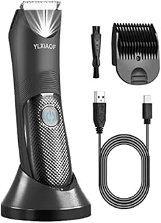Ball Shaver for Men and Body Hair Trimmer ,Body Groomer for Groin&Pubic with LED Bikini Electric Male Razor USB Type-C Charging IPX7 Snap-in Ceramic Blades Wet and Dry Use