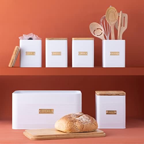 Typhoon Otto Square Canister | White with Wooden Lid - (Utensil Jar) - Thumbnail 4