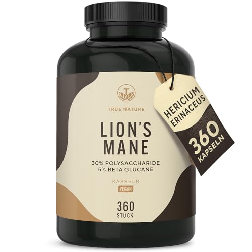Lions Mane - 360 Kapseln - 2000mg pro Tag - 30:1 Extrakt (60000mg Hericium/Löwenmähne Pilz...