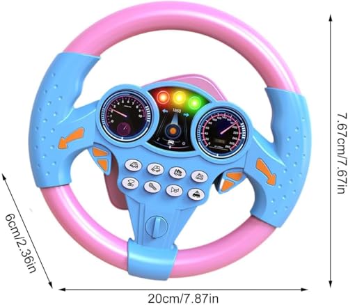 Image of Kids Driving Steering Wheel Funny Interactive Driving Wheel with Music (New Pink)