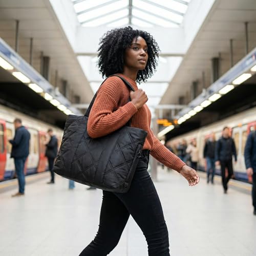 Bolso Tote Acolchado para Mujer, Ligero y con Compartimentos miniatura 6